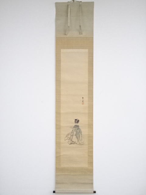 JAPANESE HANGING SCROLL / HAND PAINTED / DANCING WOMAN